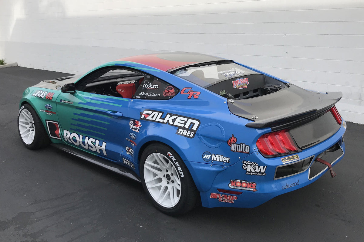 Anderson Composites JTP 10-piece carbon fiber widebody kit for 2018-2023 Ford Mustang - race-car rear view