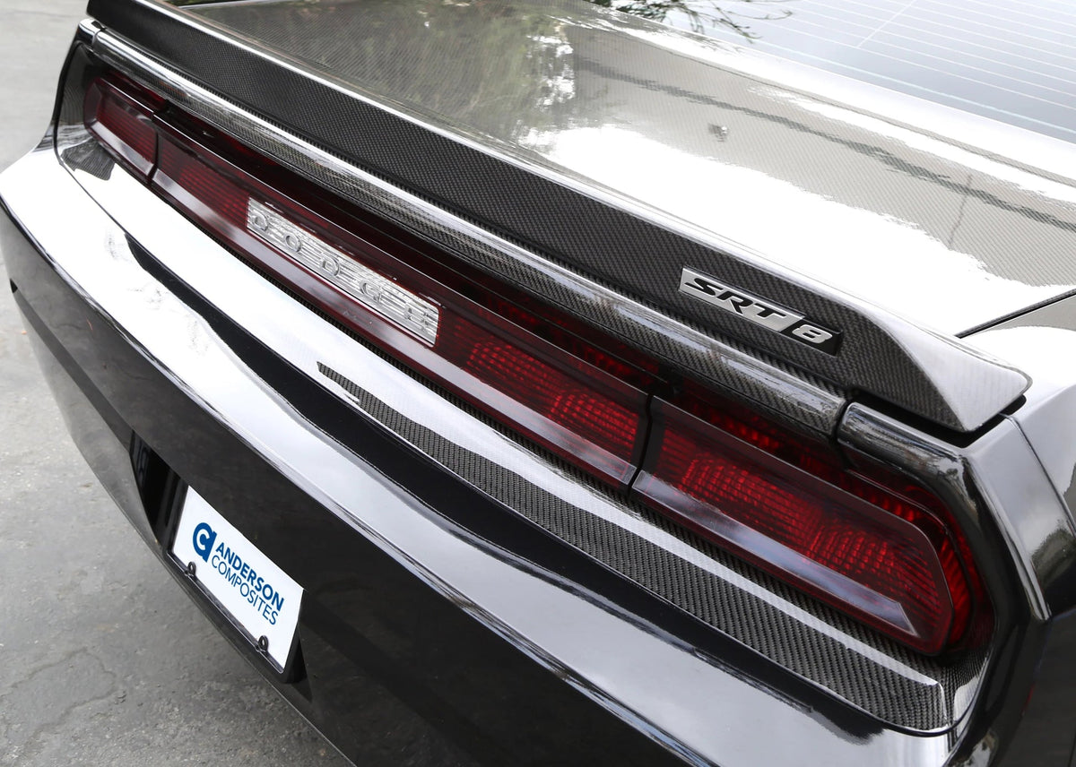 Anderson Composites carbon fiber upper tail light surround installed on Dodge Challenger