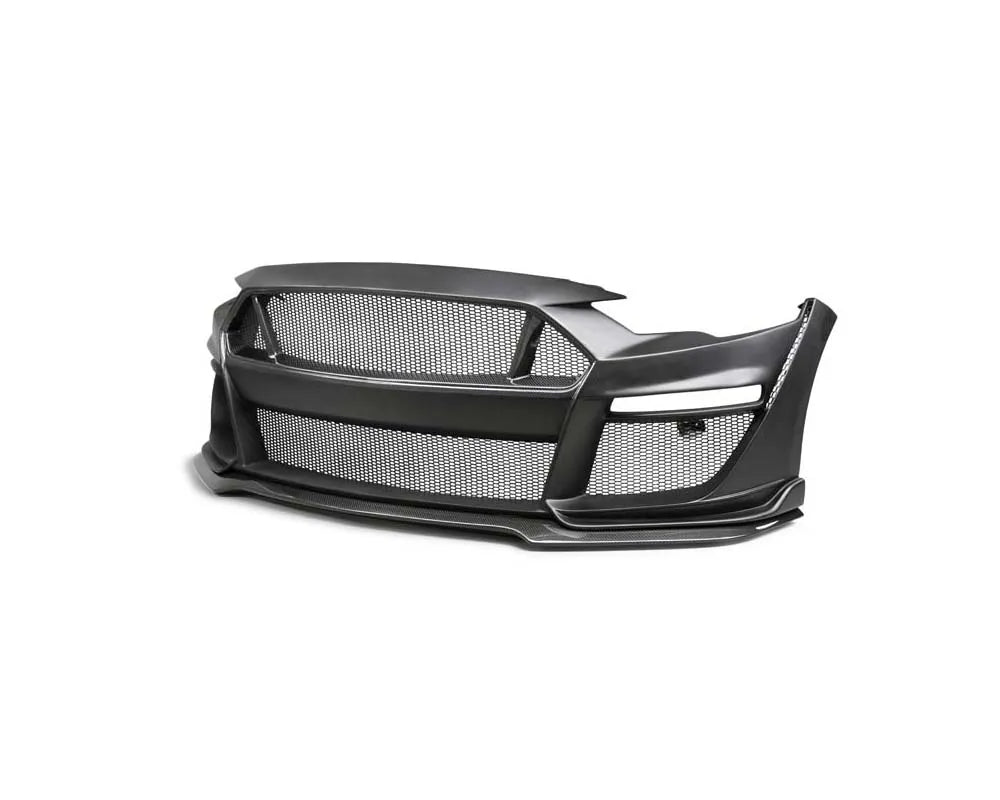 Anderson Composites Type-ST partial-carbon front bumper for 2018-2023 Ford Mustang - three-quarter view