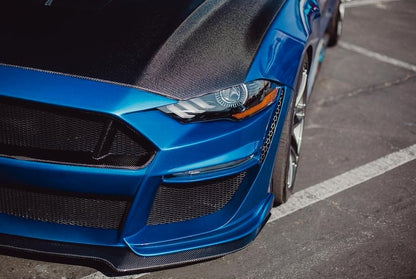Anderson Composites Type-ST fiberglass front fenders for 2018-2023 Ford Mustang - installed front detail