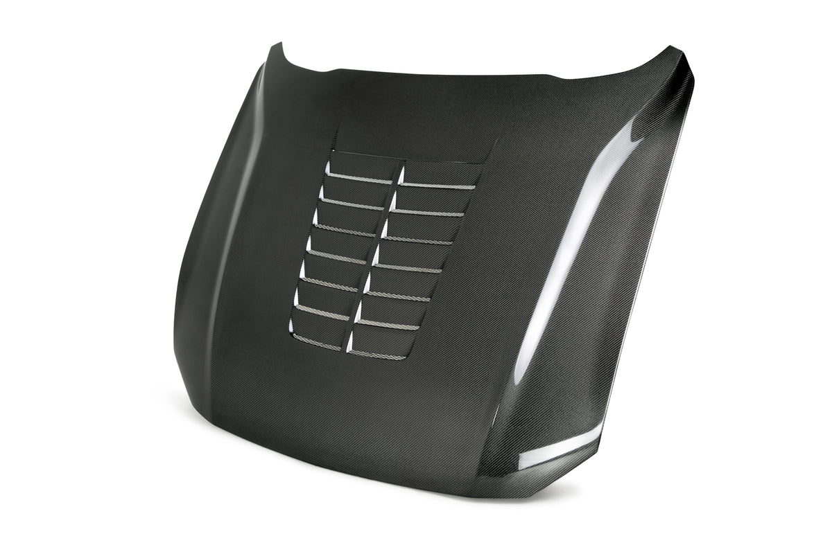 Anderson Composites Type-GT5 double-sided carbon fiber hood for 2018-2023 Ford Mustang - product view 1