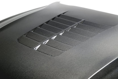 Anderson Composites Type-GT5 double-sided carbon fiber hood for 2018-2023 Ford Mustang - vent detail