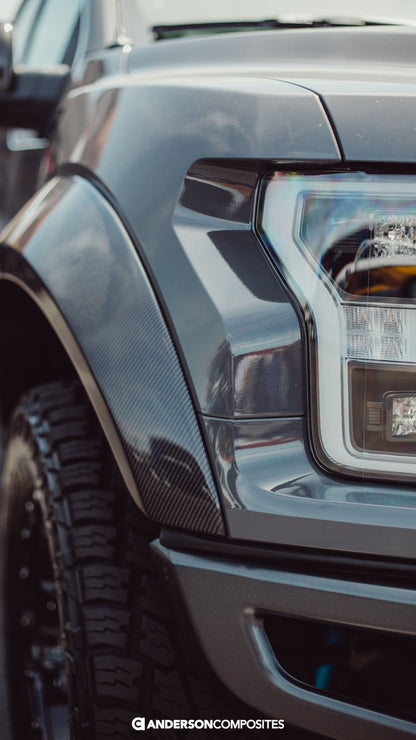 2017-20 Ford F-150 Raptor Carbon Fiber Wide Front Fender Flares - image 8