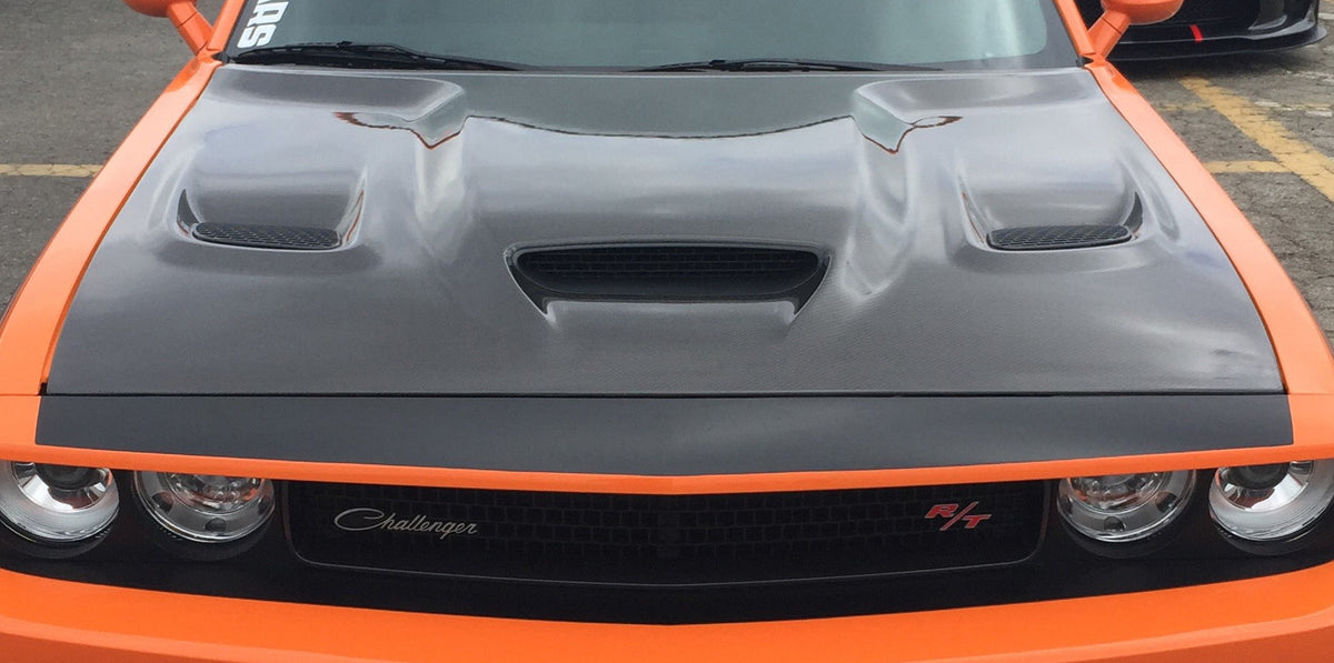 2015-19 Dodge Challenger Hellcat Type-OE Carbon Fiber Hood - View 5