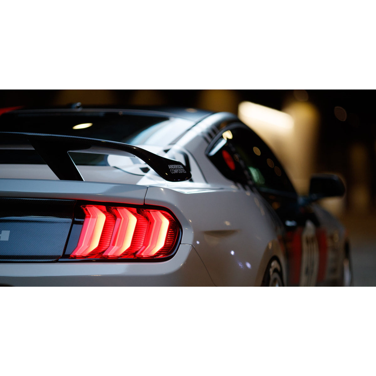 Type-AT carbon fiber rear spoiler - installed side view