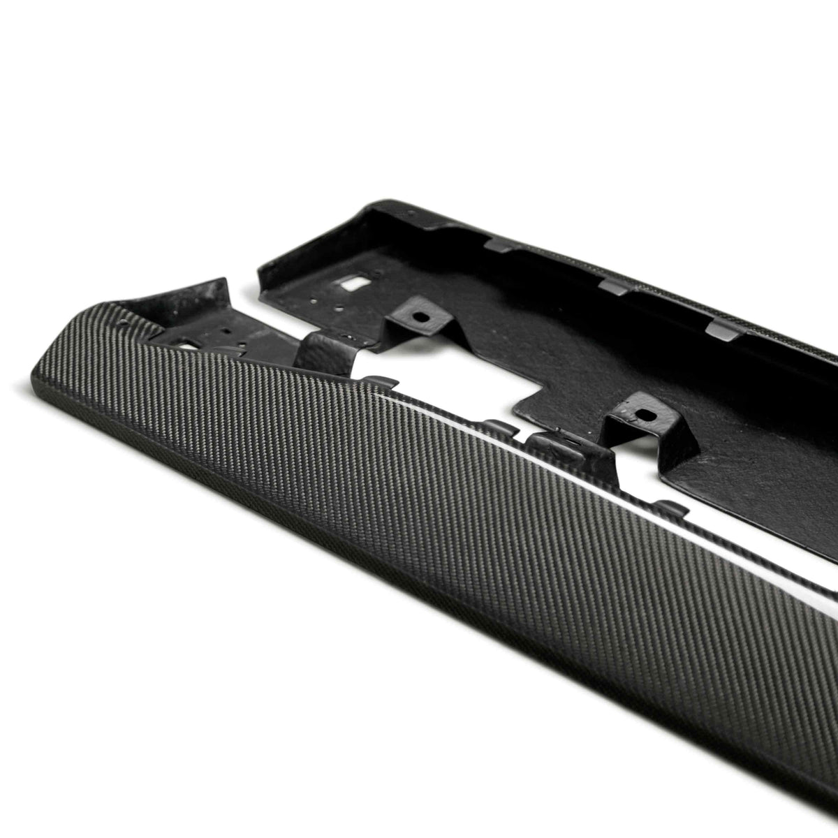 Type-AR carbon fiber side rocker panel splitters - alternate installed view