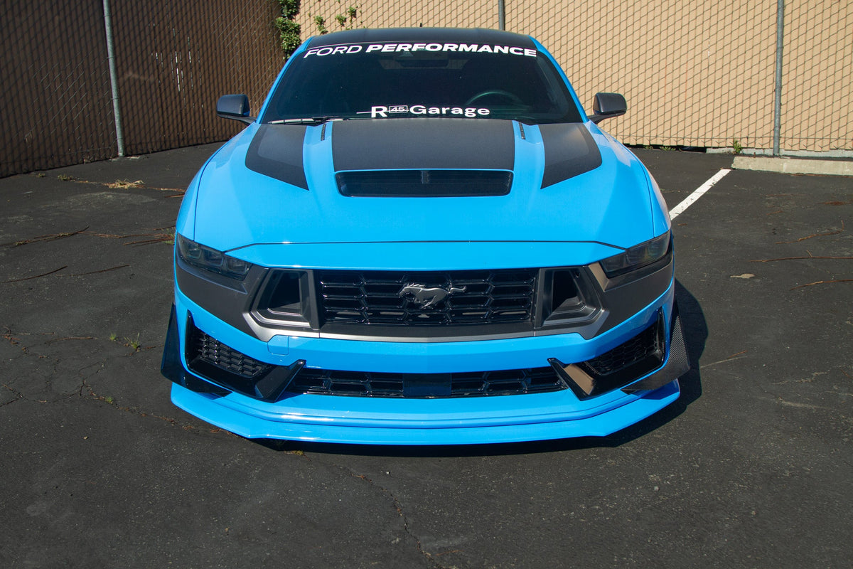 Dark Horse carbon fiber front bumper canards installation view