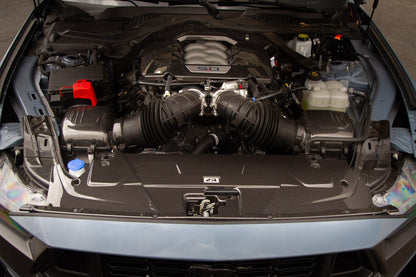 APR Performance carbon fiber cooling plate installed view for Ford Mustang S650
