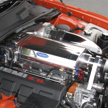 Detail of polished Kenne Bell HEMI liquid cooled blower